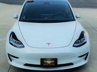Tesla Model 3 Headlight Black Gloss Smoked Vinyl Film Covers Eyebrow / Eyelids Overlay Pair